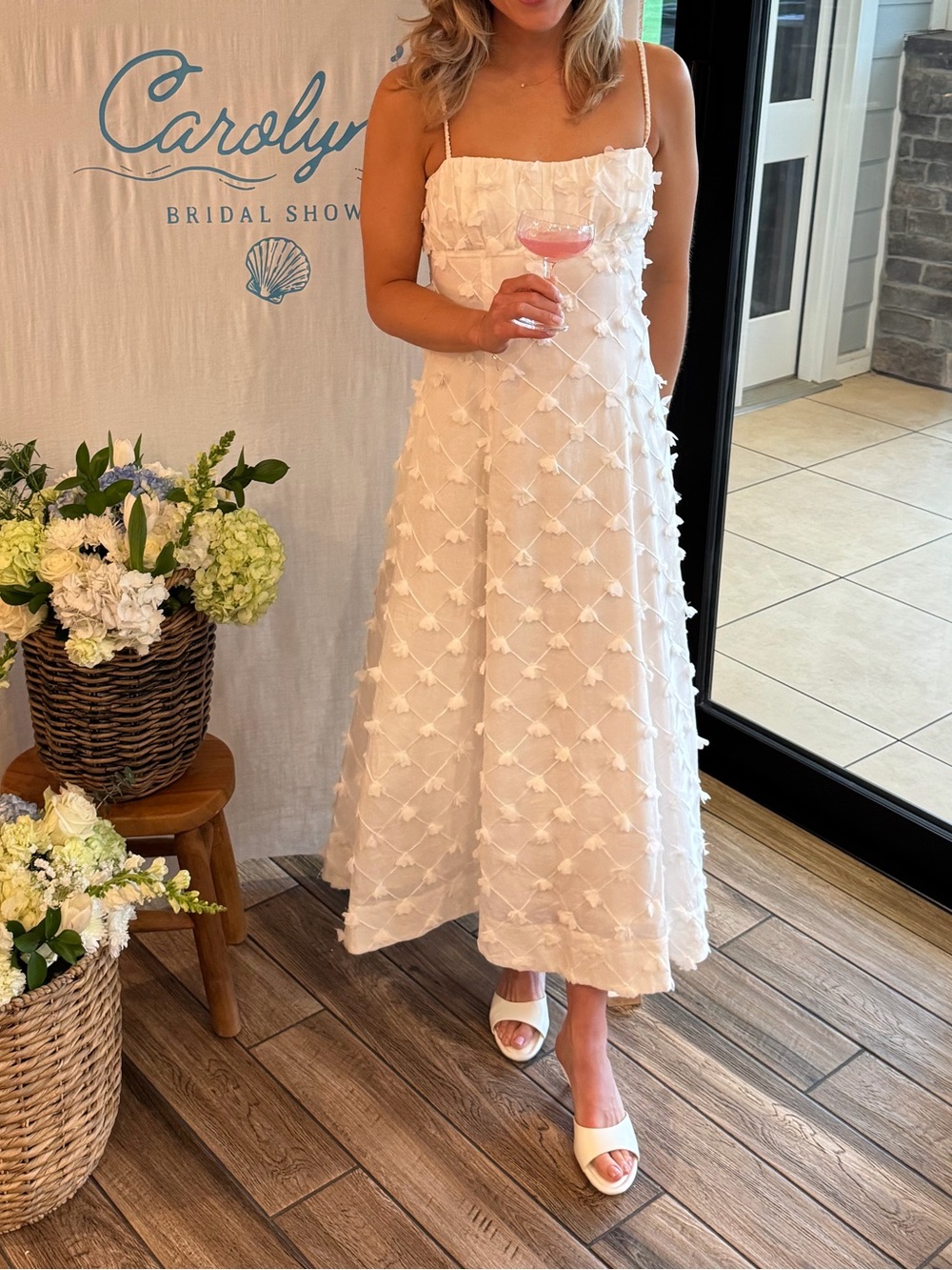 Clea Tahlia Maxi Dress in Off White 3D Florals
